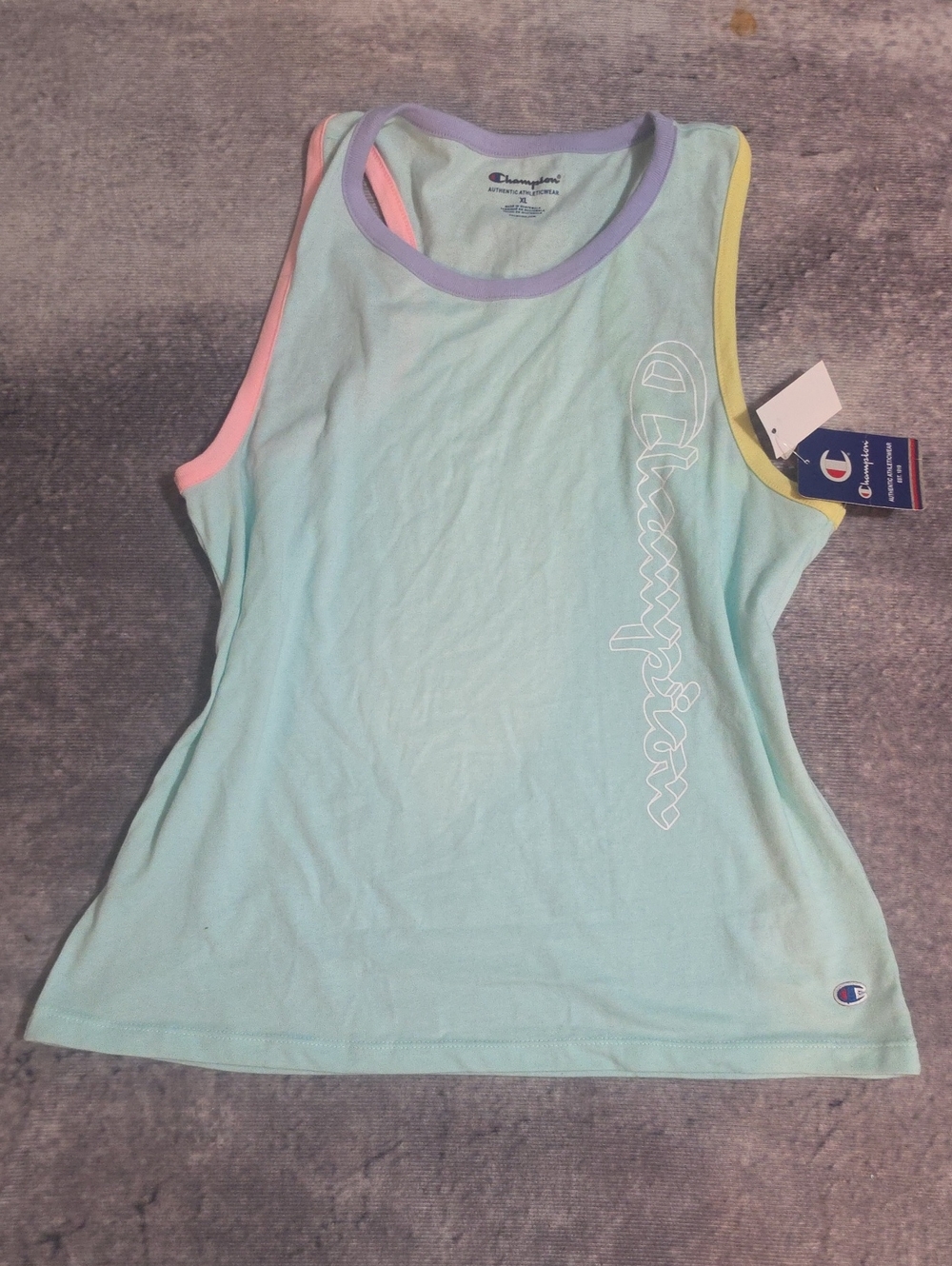 Champion Pastel Mint Tank with Pink, Lavender & Yellow Trim